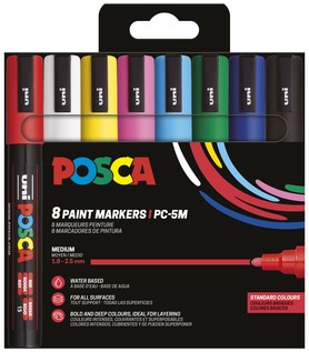 Paintmarker Uni POSCA PC5M medium assorti set à 8 stuks