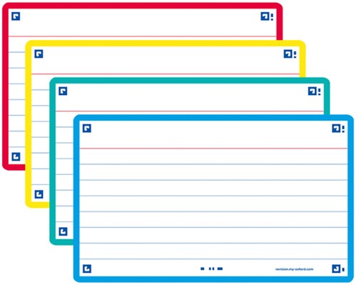 Flashcard Oxford 2.0 75x125mm 80 vel 250gr lijn assorti