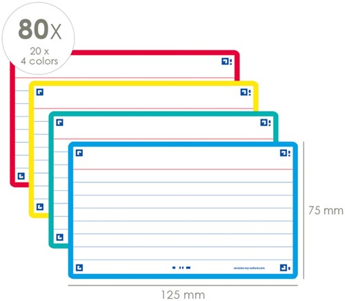Flashcard Oxford 2.0 75x125mm 80 vel 250gr lijn assorti-2