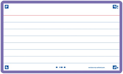 Flashcard Oxford 2.0 75x125mm 80 vel 250gr lijn paars