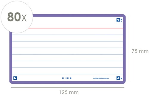 Flashcard Oxford 2.0 75x125mm 80 vel 250gr lijn paars-2