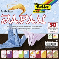 Vouwblaadjes Folia 80gr 15x15cm 50 vel 2-zijdig Japan 10 designs assorti kleuren