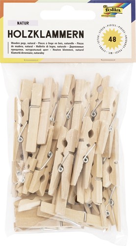 Wasknijper Folia 48 stuks drie formaten hout