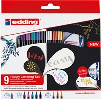 Brushpen edding 1340 Happy Lettering assorti set à 9 stuks
