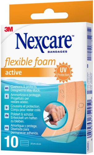 Wondpleister Nexcare active flexible foam waterbestendig 6x10cm 10 stuks-3