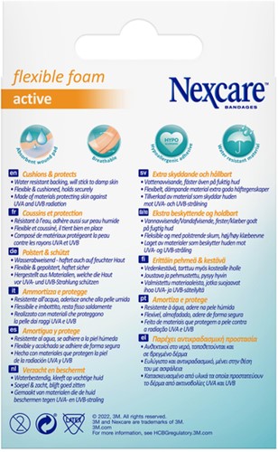 Wondpleister Nexcare active flexible foam waterbestendig 6x10cm 10 stuks-2