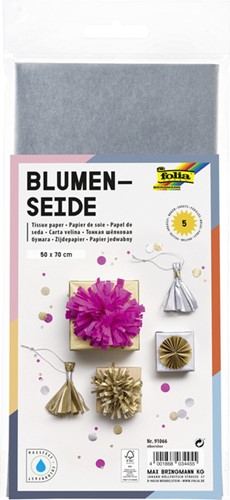 Zijdevloeipapier Folia 50x70cm 20gr nr66 zilver 5 vel