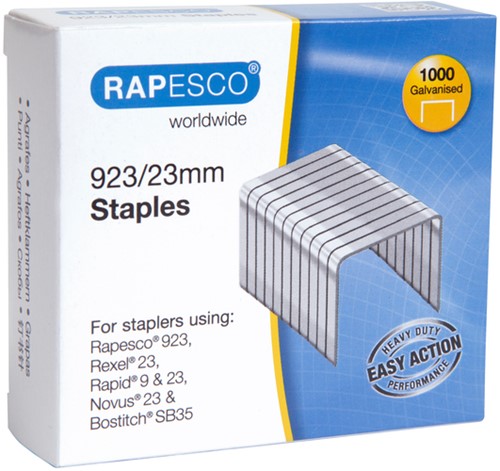 Nieten Rapesco Heavy Duty 923 23mm 1000 stuks zilver