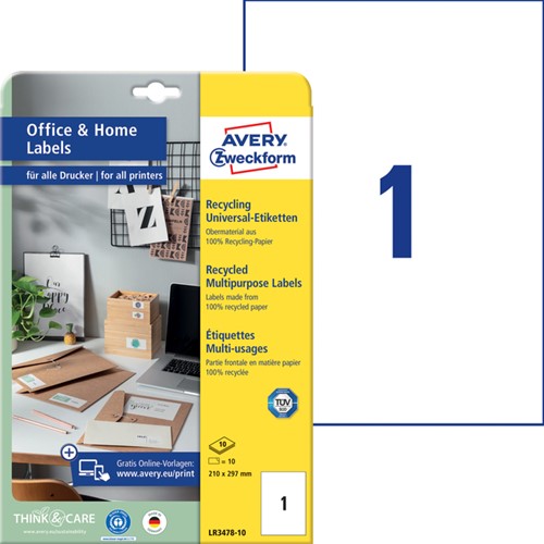 Etiket Avery LR3478-10 210x297mm recycled wit 10 stuks-2