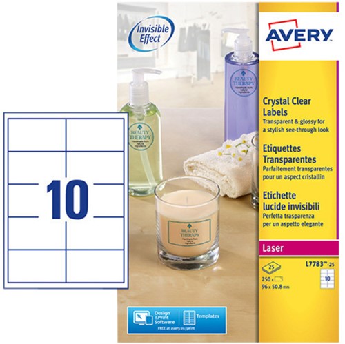 Etiket Avery L7783-25 96x50.8mm transparant 250 etiketten-2