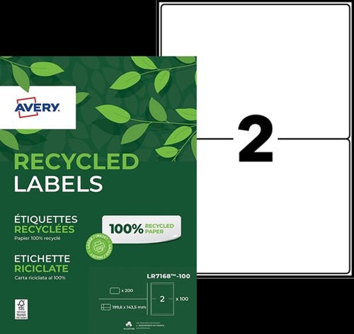 Etiket Avery LR7168-100 199.6x143.5mm recycled wit 200 etiketten-2