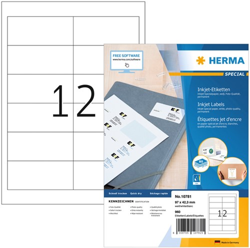 Etiket HERMA 10781 97x42.3mm wit 960 stuks