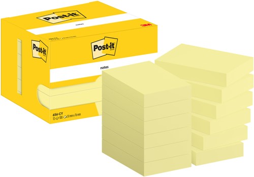 Memoblok Post-it 656 51x76mm canary yellow 12 stuks