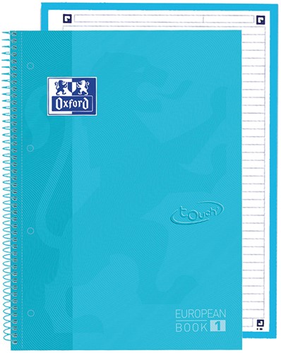 Notitieboek Oxford Touch Europeanbook A4+ 4-gaats lijn 160 pagina's pastel blauw-2