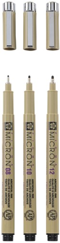 Fineliner Sakura Pigma Micron set à 3 schrijfbreedtes zwart-2