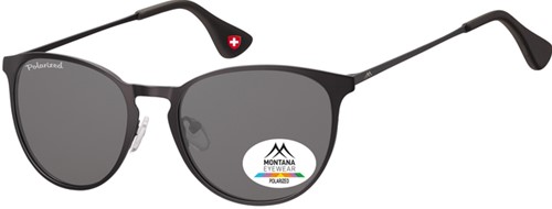 Zonnebril Montana smoke gepolariseerd rond glas en metalen pootje zw