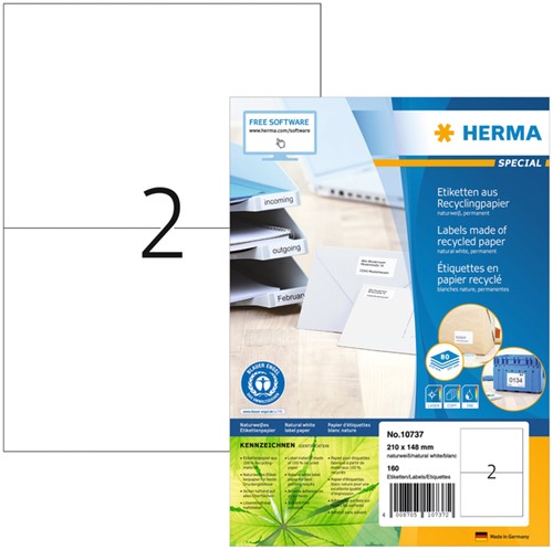 Etiket HERMA recycling 10737 210x148mm wit 160 stuks