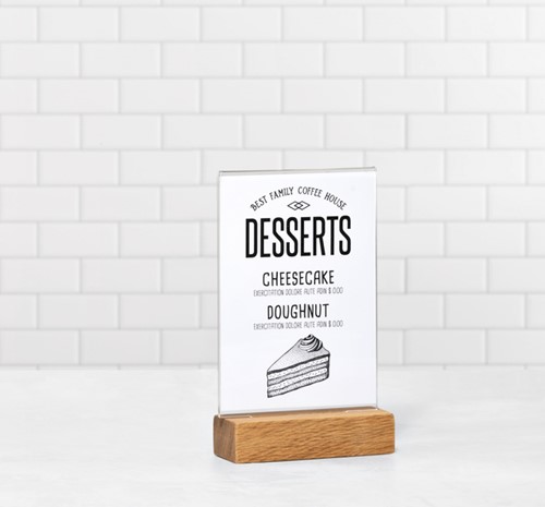 Kaarthouder Europel A6 acryl met houten voet-3