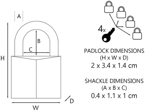 Hangslot MasterLock 4 gelijksluitend messing 20mm 4 stuks-1