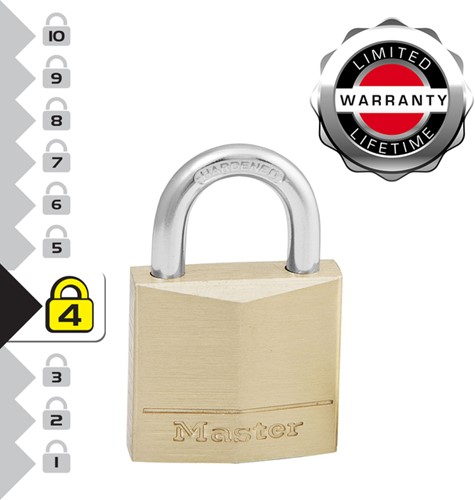 Hangslot MasterLock 2 gelijksluitend messing 30mm 2 stuks-2