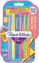 Fineliner Paper Mate Flair retro medium assorti blister à 6 stuks