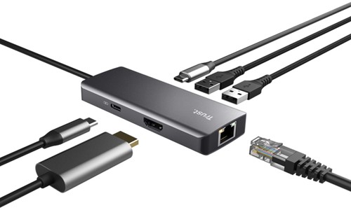 Adapter Trust Dalyx 6-in-1 USB-C multipoort grijs-2