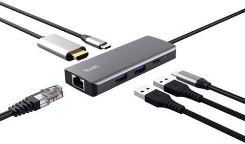 Adapter Trust Dalyx 6-in-1 USB-C multipoort grijs-3