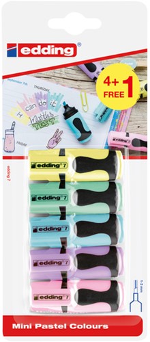Markeerstift edding 7 mini 1-3mm pastel ass blister à 4+1 stuk gratis