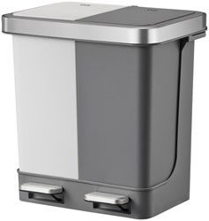 Pedaalemmer EKO Hana Duo Recycling 2x10 liter grijs wit