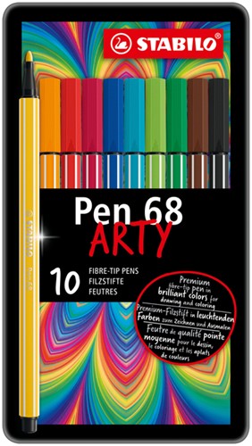Viltstift STABILO Pen 68/10  Arty medium assorti blik à 10 stuks