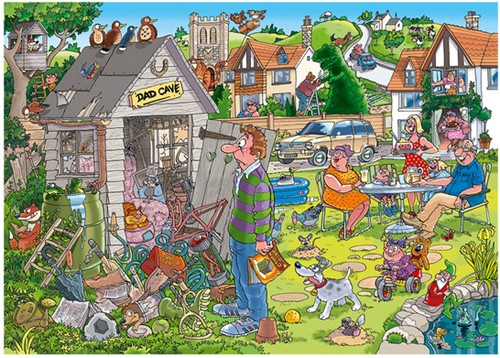 Puzzel Wasgij Destiny 28 De Mancave Van Pa! 1000 stukjes-1