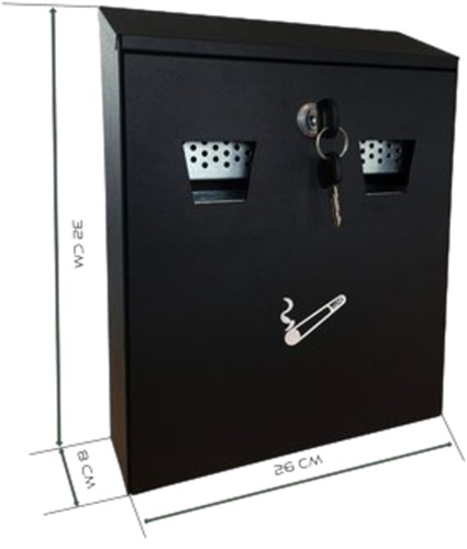 Asbak BRASQ wand 32x26cm zwart-3