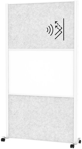 Scheidingswand MAUL akoestiek lichtgrijs/whiteboard mobiel