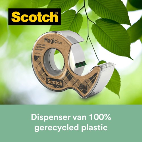 Plakband Scotch Magic 919 19mmx20m transparant + gerecyclede afroller-2