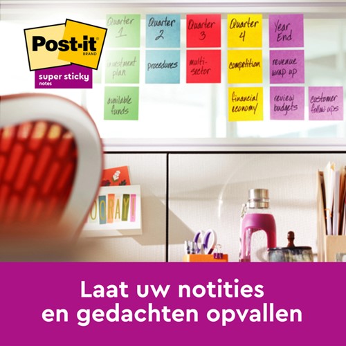 Memoblok 3M Post-it Z-Note R330 Super Sticky 76x76mm assorti kleur 20 + 4 gratis-3