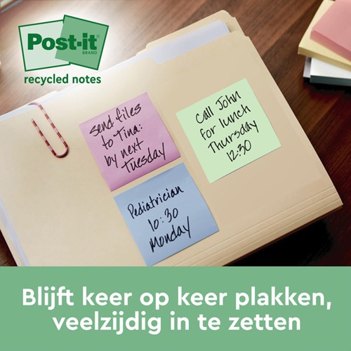 Memoblok 3M Post-it Z-Note R330 76x76mm recycle assorti kleur 16 stuks-3