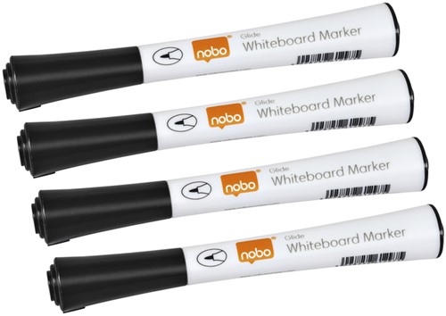 Whiteboardmarker Nobo Glide fijn zwart 1mm 4stuks