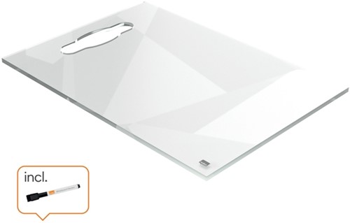 Notitiebord Nobo transparant acryl met handgreep A4-2