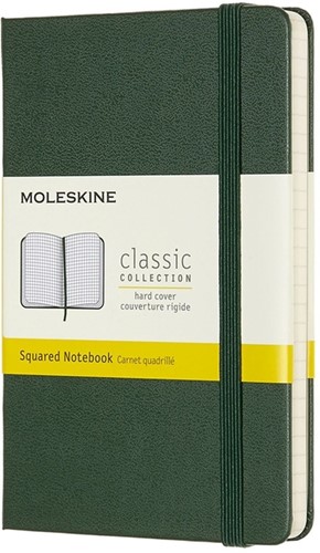 Notitieboek Moleskine pocket 90x140mm ruit 5x5mm hard cover myrtle green