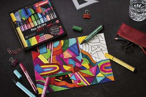 Viltstift STABILO Pen 68 /12 Max Arty assorti etui à 12 stuks-3