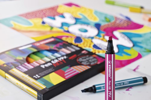 Viltstift STABILO Pen 68 Max Arty assorti etui à 6 stuks-3