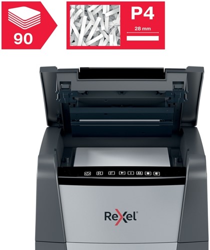 Papiervernietiger Rexel Optimum Auto+ 90X snippers 4x28mm-18