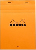 Schrijfblok Rhodia A5 lijn 80 vel 80gr met kantlijn oranje