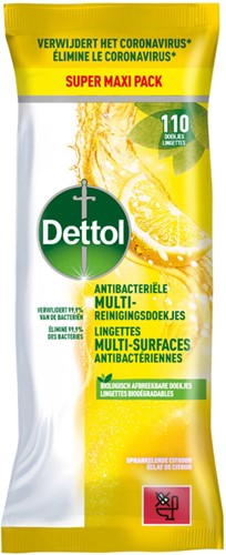 Reinigingsdoekjes Dettol antibacterieël Citrus 110 stuks