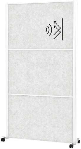 Scheidingswand MAUL akoestiek 100x180 3x lichtgrijs wit frame mobiel