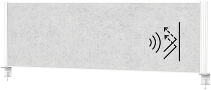 Scheidingswand MAUL akoestiek 160x50 lichtgrijs wit frame tafelklem