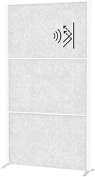 Scheidingswand MAUL akoestiek Uplight lichtgrijs wit frame op voet