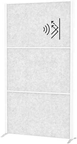 Scheidingswand MAUL akoestiek Uplight lichtgrijs wit frame op voet