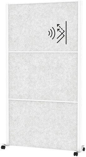 Scheidingswand MAUL akoestiek Uplight lichtgrijs wit frame mobiel