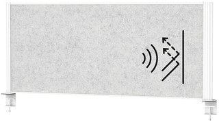 Scheidingswand MAUL akoestiek 120x50 lichtgrijs wit frame tafelklem